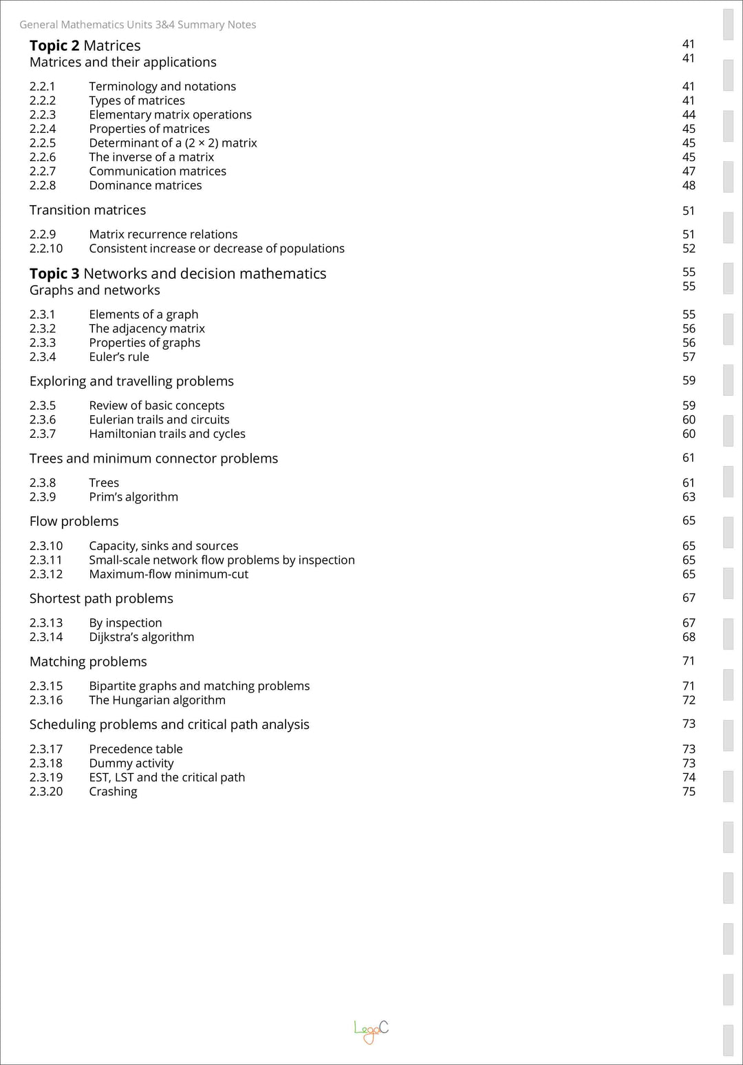 General Math Networks Notes Unit 4 General Mathematics Units 3&4 Summary Notes – LegaC